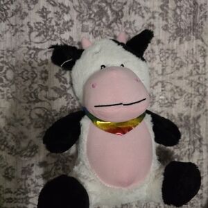 Charming Pink and White Stuffed Cow Toy